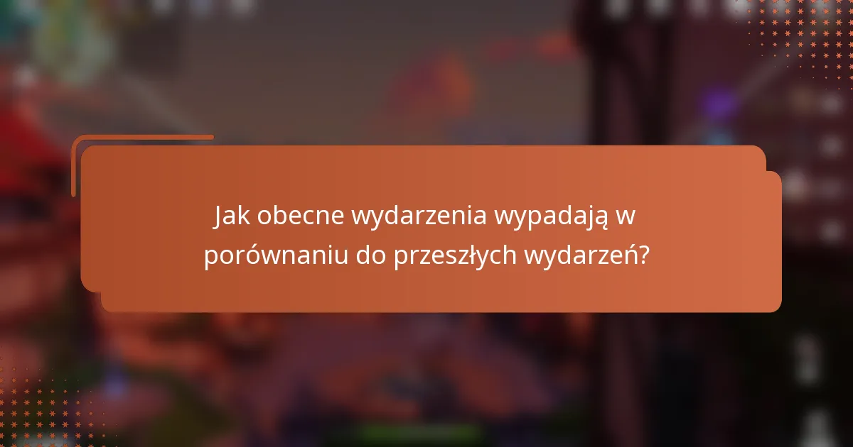 Jak obecne wydarzenia wypadają w porównaniu do przeszłych wydarzeń?