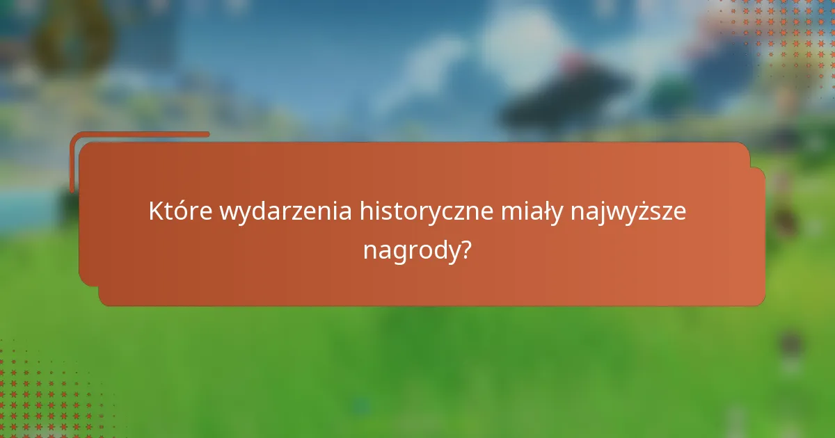 Które wydarzenia historyczne miały najwyższe nagrody?